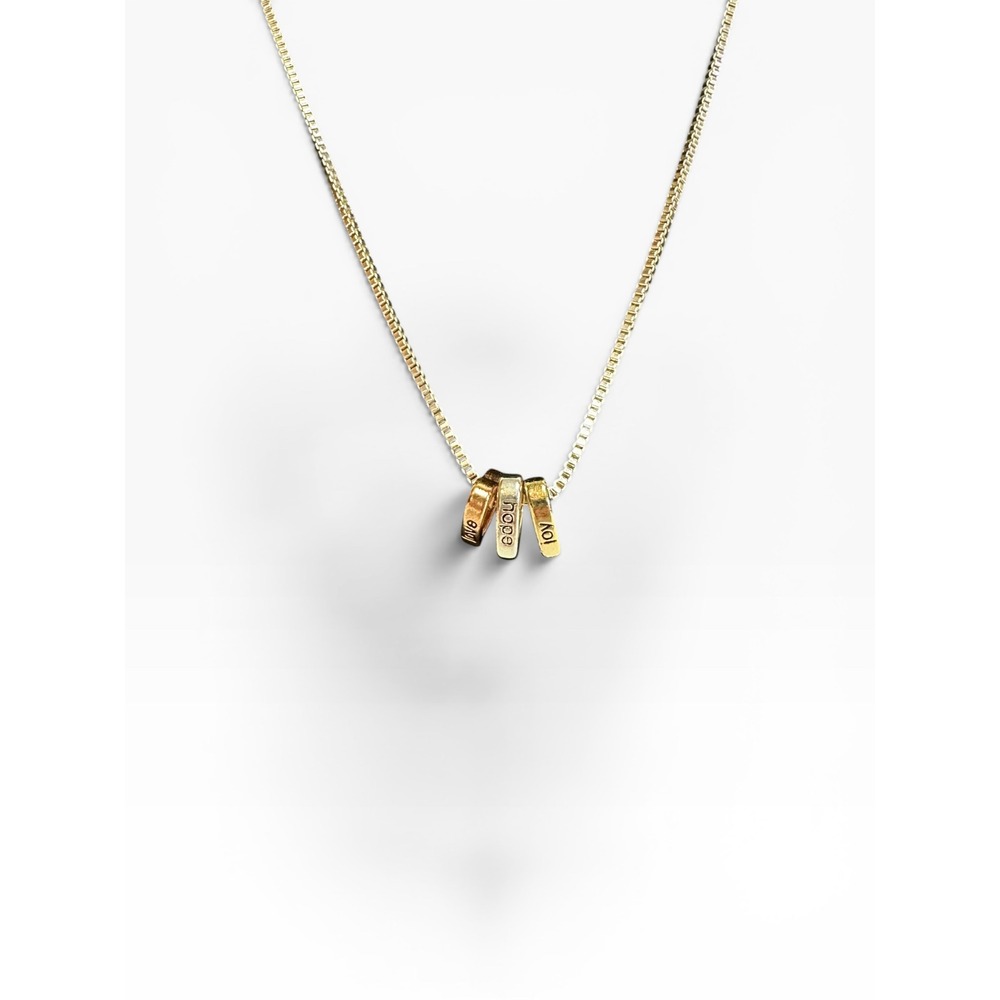 18"‎ Tricolor Silver Tone Necklace with Love Hope Joy Pendant Hearts Mixed Metal